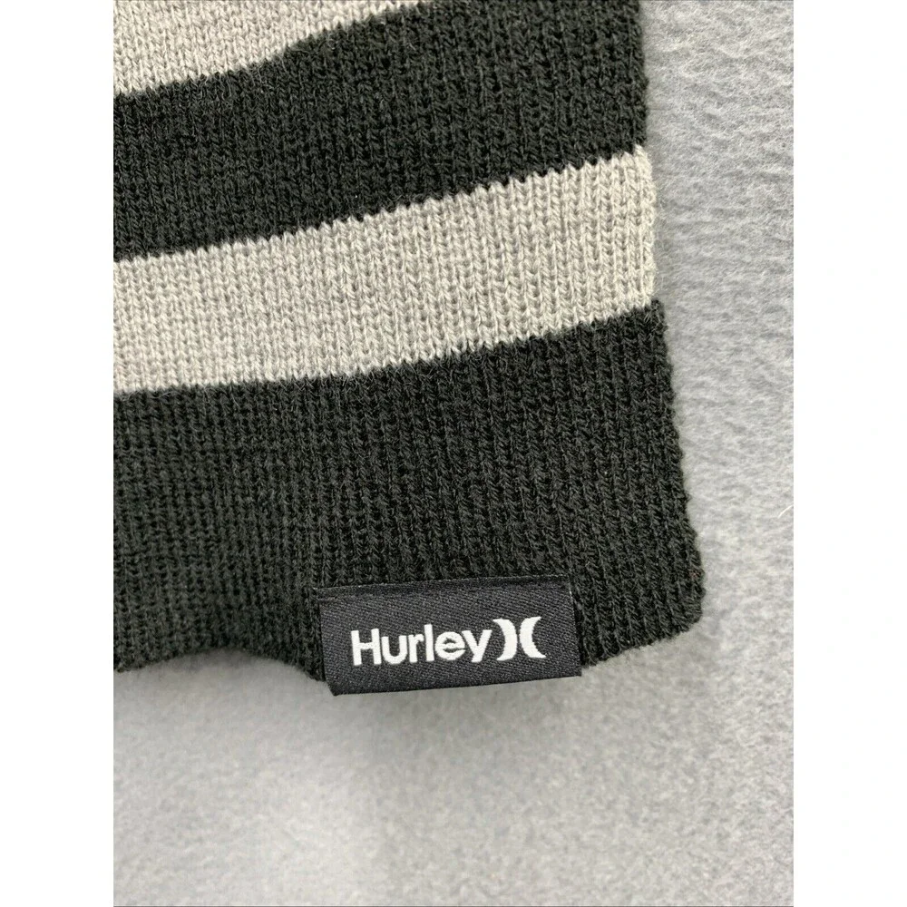 Hurley New York Winter Scarf ONLY Black Grey Stripe One Size Beanie Is Missing